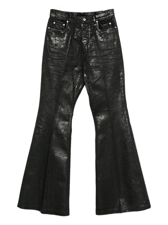 Flared Trousers With A Metallic Effect