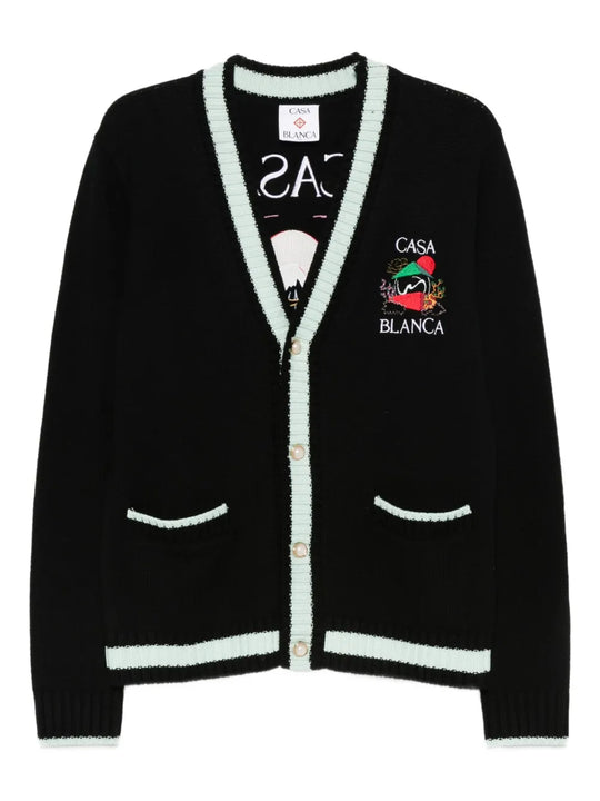 Cardigan With Embroidered Panel