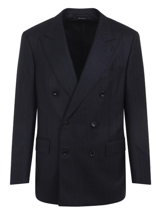 Double-Breasted Pinstripe Blazer
