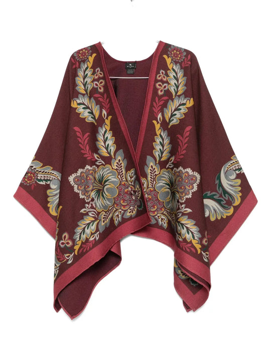 Floral Print Poncho