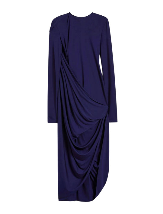Asymmetrical Draped Dress - Runway - Dark Purple