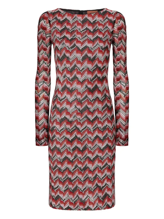 Midi Dress With Chevron Pattern