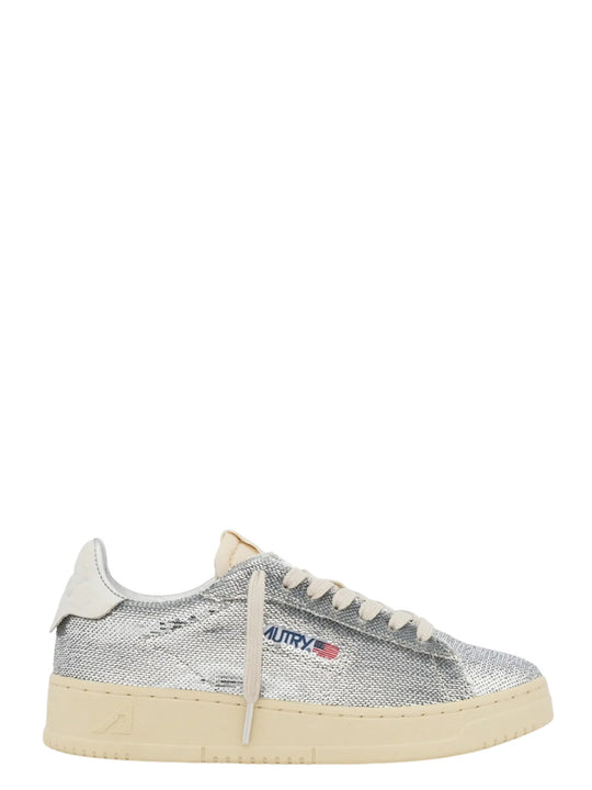 Dallas Low Sparkling Sneakers In Silver And White Sequins