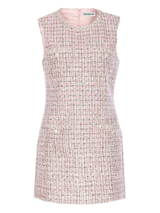 Sleeveless Pink Bouclé Mini Dress