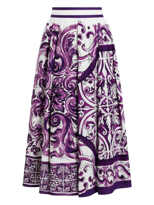 Midi Skirt With Majolica Print
