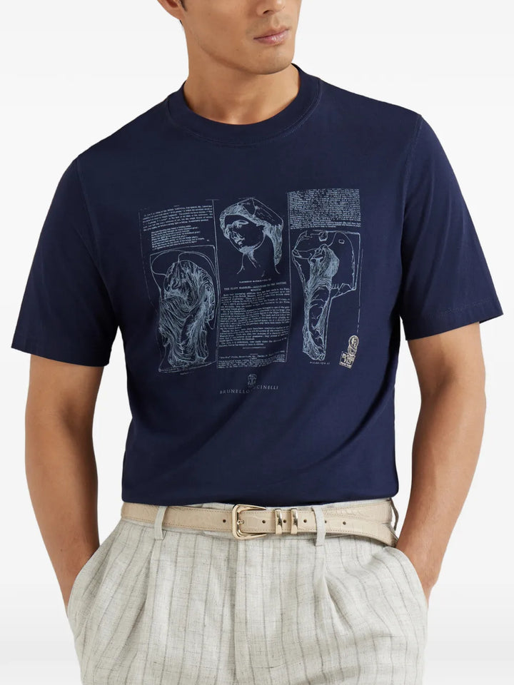 Brunello Cucinelli TSHIRT - Blue | 0635a5d8f5d142fe937b375a6d7f32cc7304f163