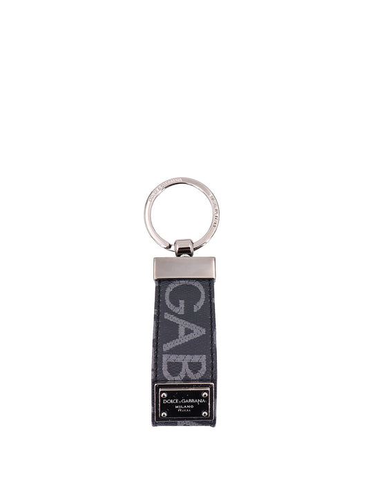Coated Canvas Keychain With All-Over Lettering Logo