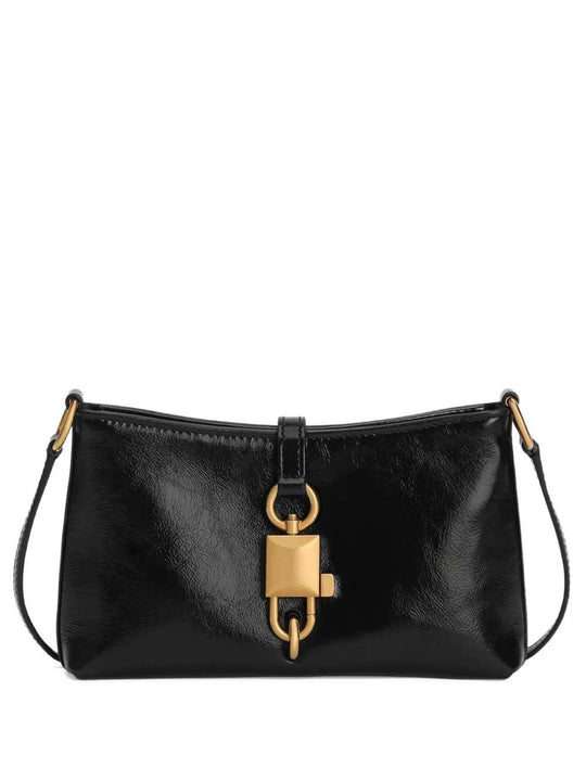 Leather Shoulder Bag With Metal Hardware