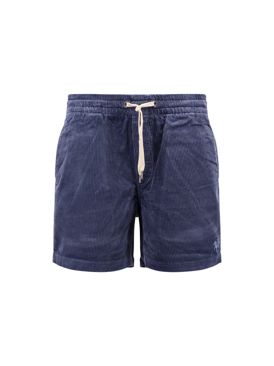 Corduroy Bermuda Shorts With Logo Embroidery