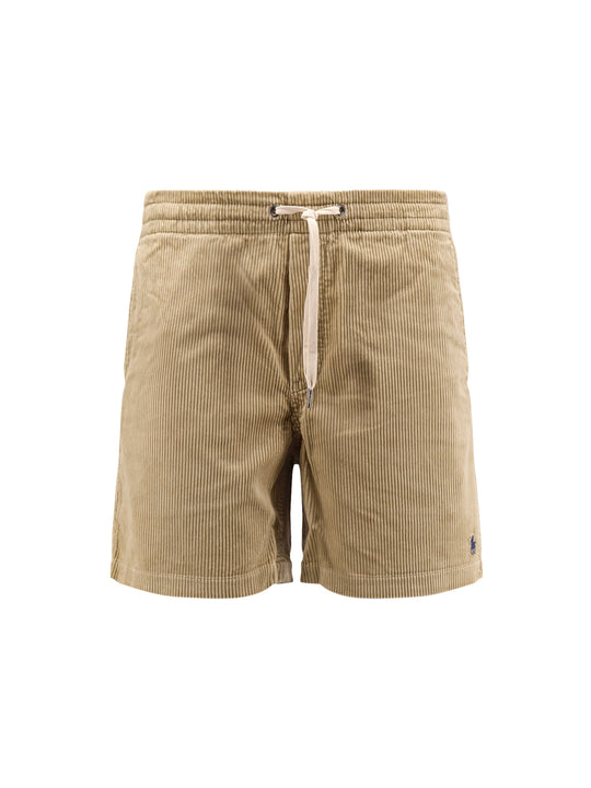 Corduroy Bermuda Shorts With Logo Embroidery