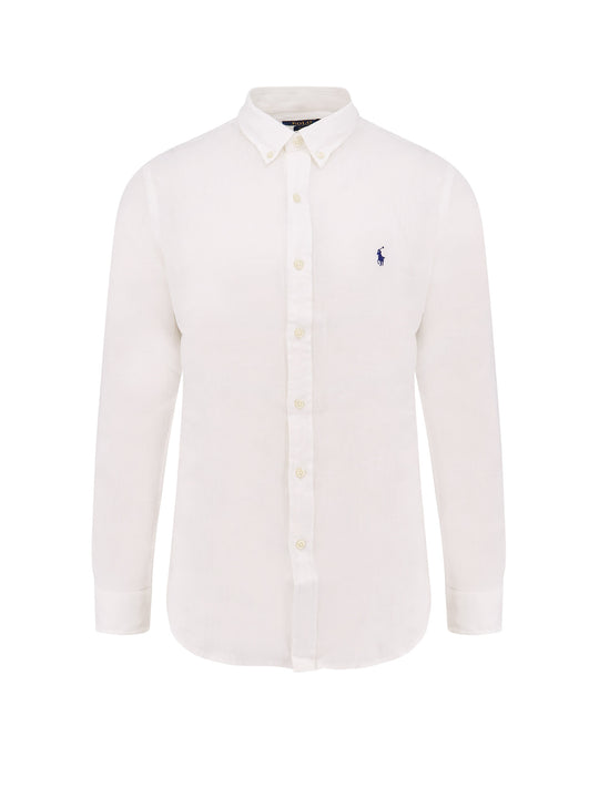 Linen Shirt With Logo Embroidery