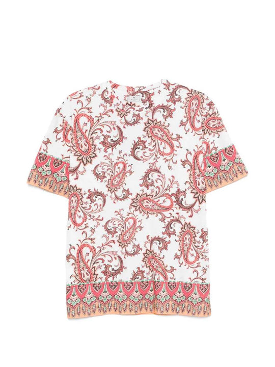 T-Shirt With Paisley Trim