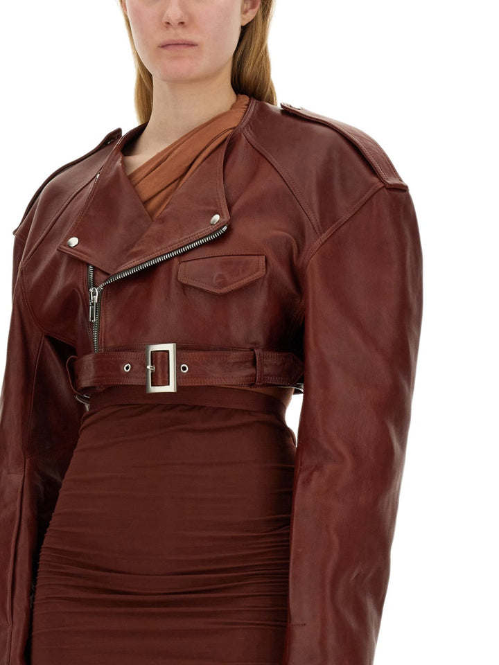 Rick Owens Leather Jackets - Burgundy | Wanan Luxury