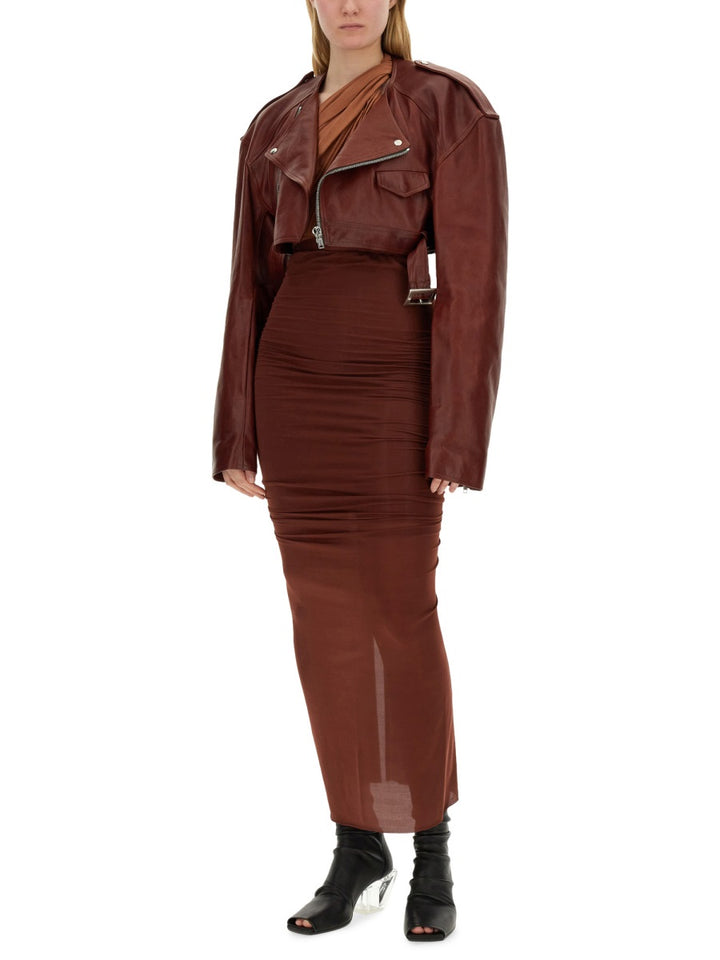 Rick Owens Leather Jackets - Burgundy | Wanan Luxury