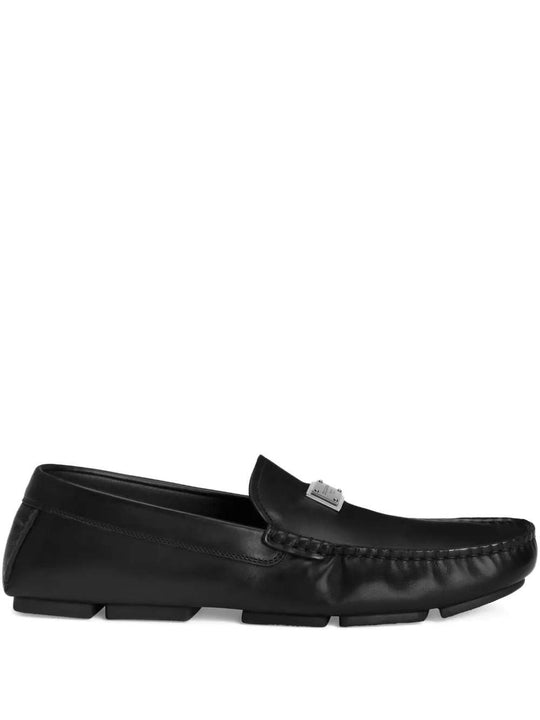 Leather Loafers With Logo Plaque