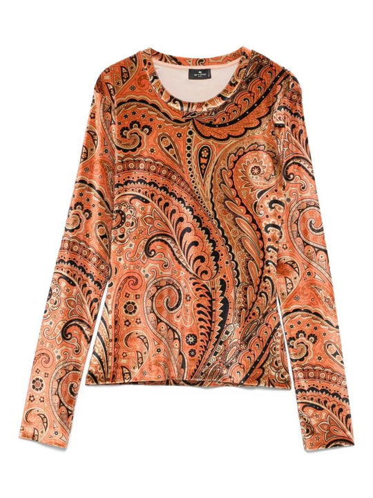 Paisley Print Velvet Top