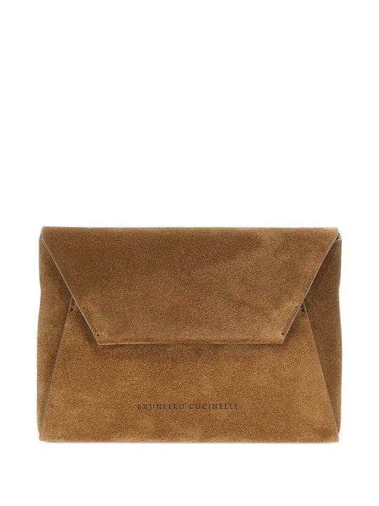 Suede Clutch With Jewel Decoration