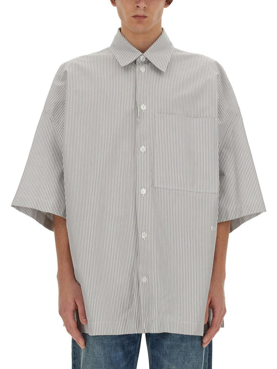 Striped Overshirt With "Bv" Embroidery