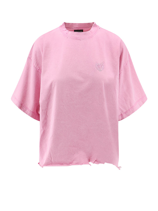 Cotton T-Shirt With Balenciaga Bb Classic Logo