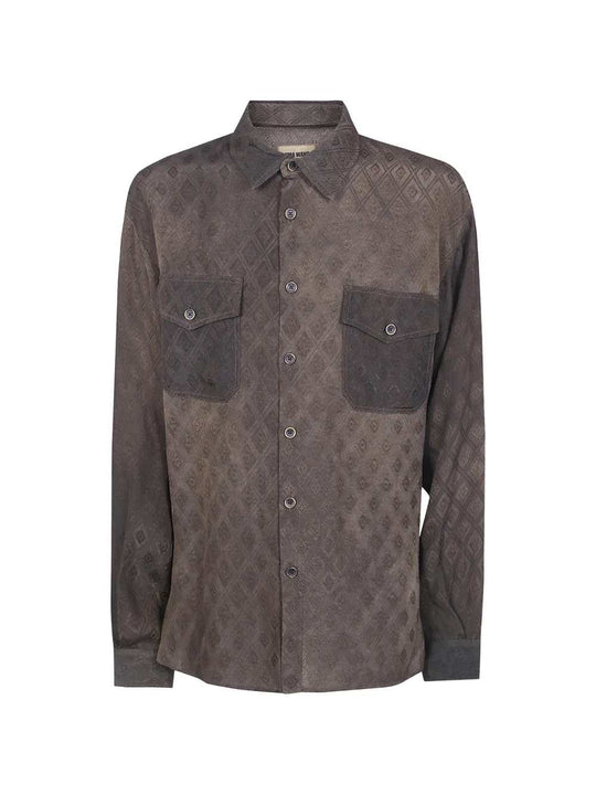 Diamond-Patterned Button-Down Shirt