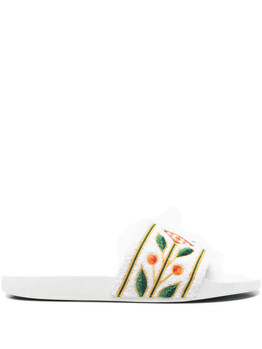 Embroidered Slide Sandals