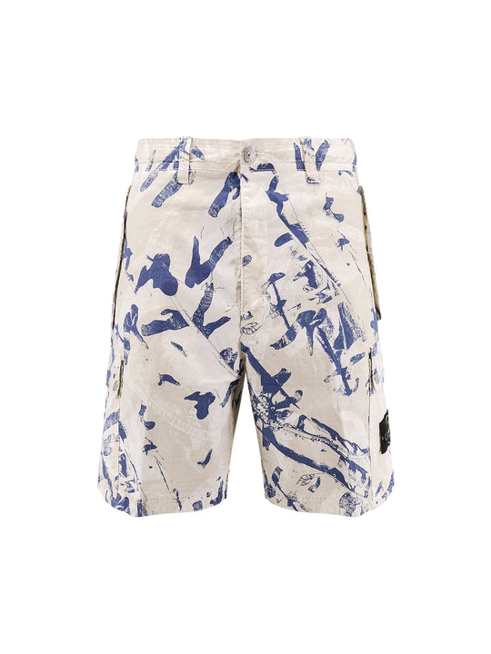 Organic Cotton Cargo Bermuda Shorts With Print