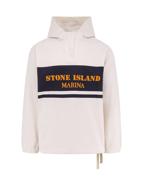 Organic Cotton Sweatshirt With Stone Island Marina Embroidery