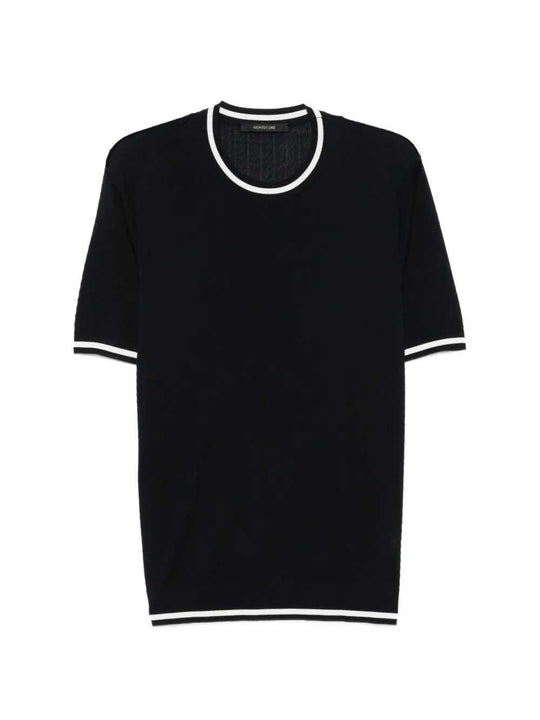Fine-Knit T-Shirt With Contrasting Trim