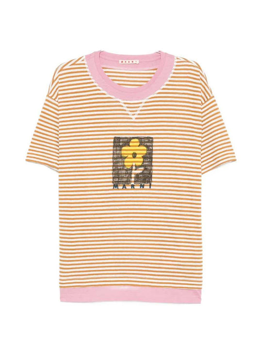 Striped T-Shirt With Floral Print