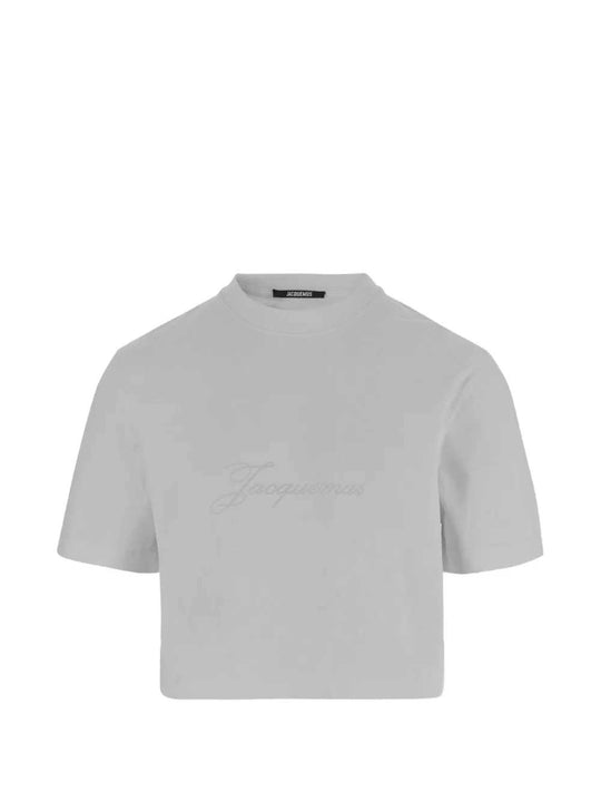 Cropped T-Shirt With Embroidered Logo