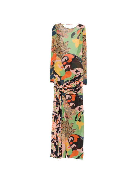 Draped Maxi Dress With Paisley Print
