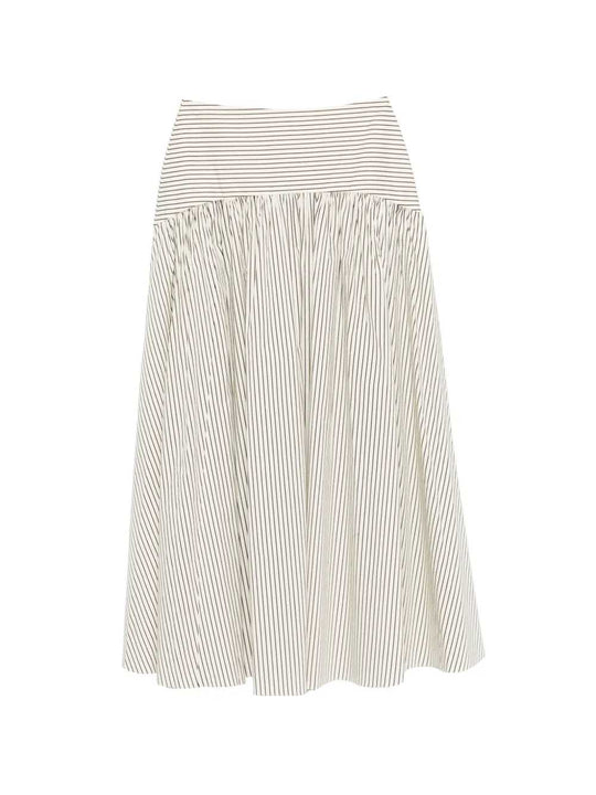 Striped Midi Skirt With Panels
