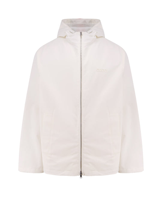 Coated Cotton Jacket With Hood