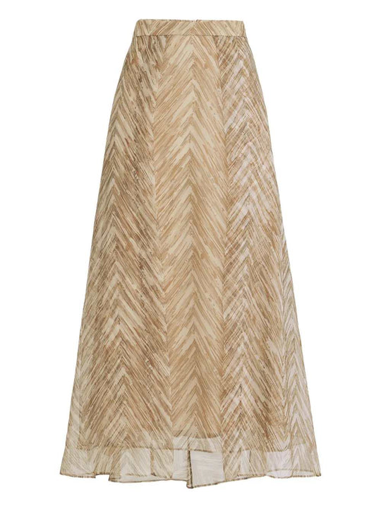 Midi Skirt With Chevron Pattern