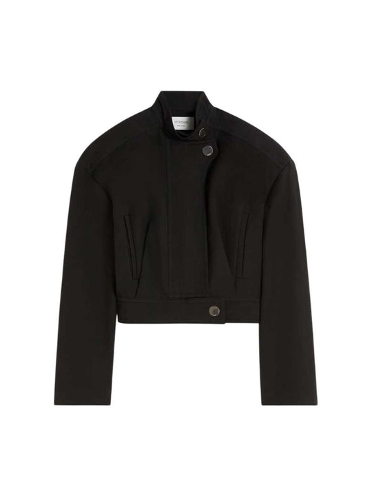 Oversized Cotton Bomber Jacket - Black