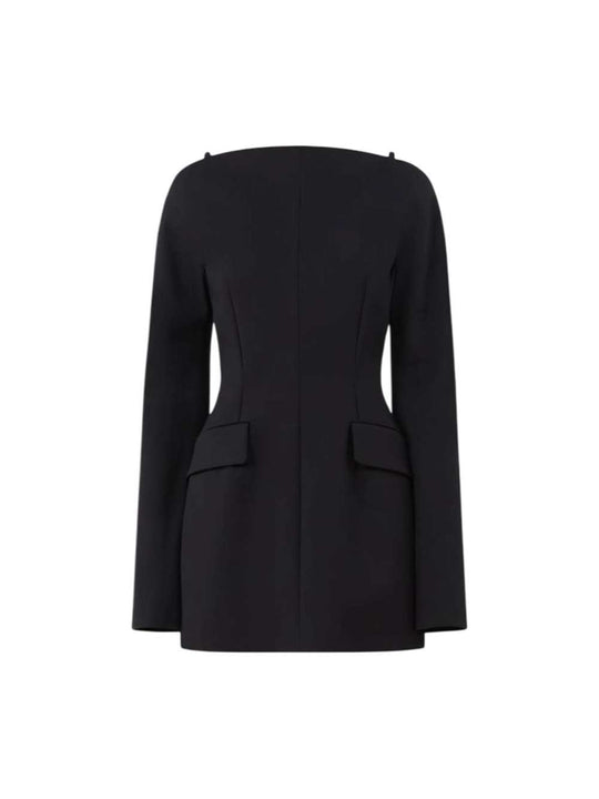 Short, Fitted Cady Dress - Black