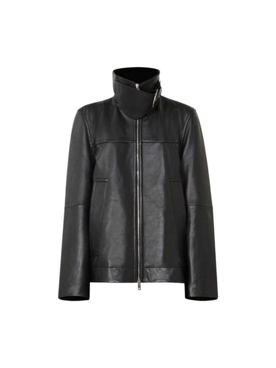 Oversized Leather Jacket - Black