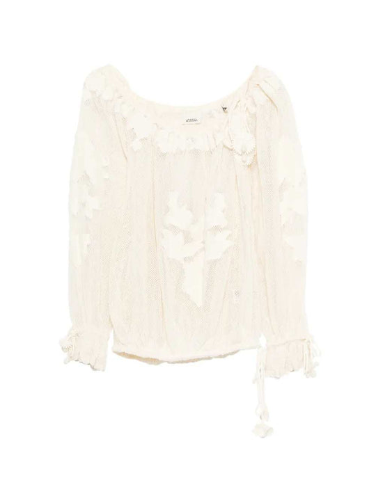 Blouse With Floral Appliqué