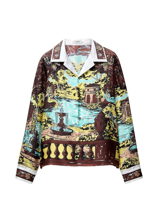 Slim-Fit Printed Silk Twill Shirt