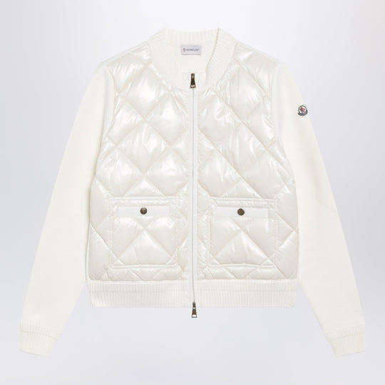 White Padded Zip-Up Sweatshirt