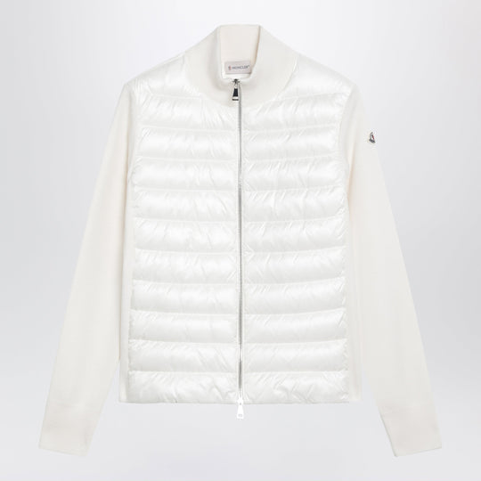 White Padded Zip-Up Cardigan