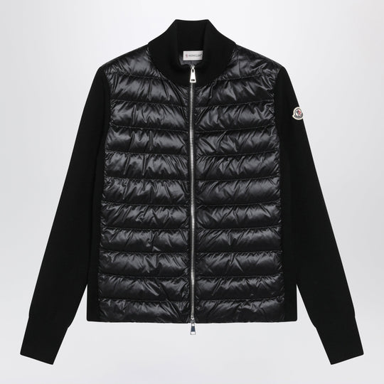 Black Padded Zip-Up Cardigan