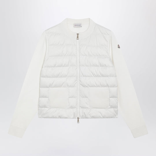 White Padded Zip-Up Cardigan