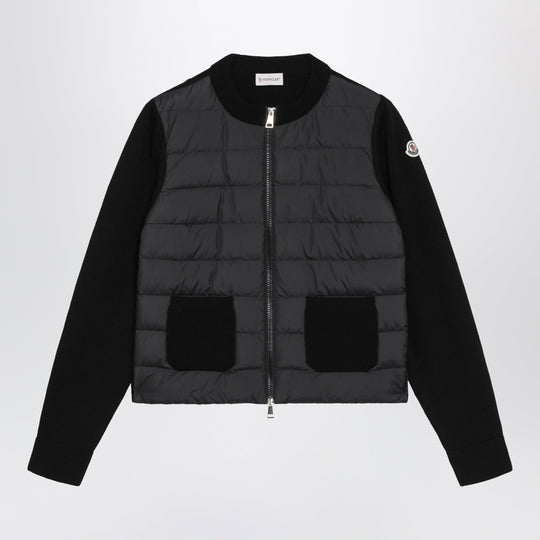 Black Padded Zip-Up Cardigan