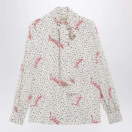 Vanilla Silk Shirt With Logo Print