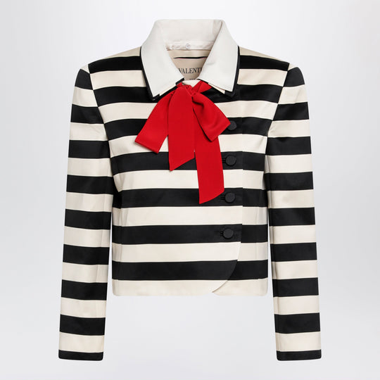 Vanilla/Black Striped Jacket With Maxi Bow