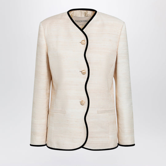 Milk-Honey Coloured Silk And Linen Jacket