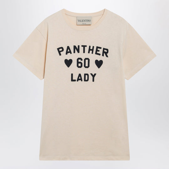 Panther Lady Cotton Jersey T-Shirt In Birch/Black