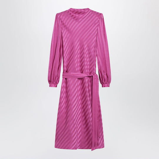 Fuchsia Silk Jacquard Midi Dress