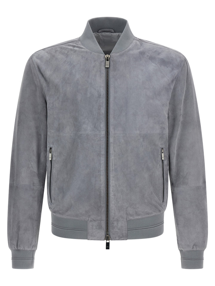 Pal Zileri Suede Jacket Puffer Jackets - Gray | 9f79cfd5d15823f370710402cf980a3e9ee03b80